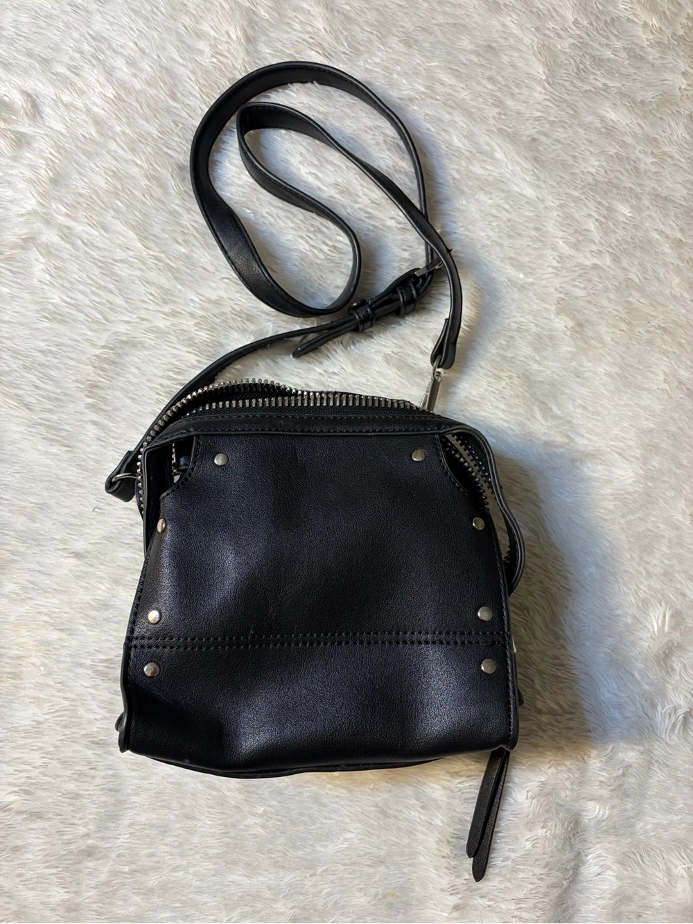 Black Crossbody Bag - Classic Studded Design